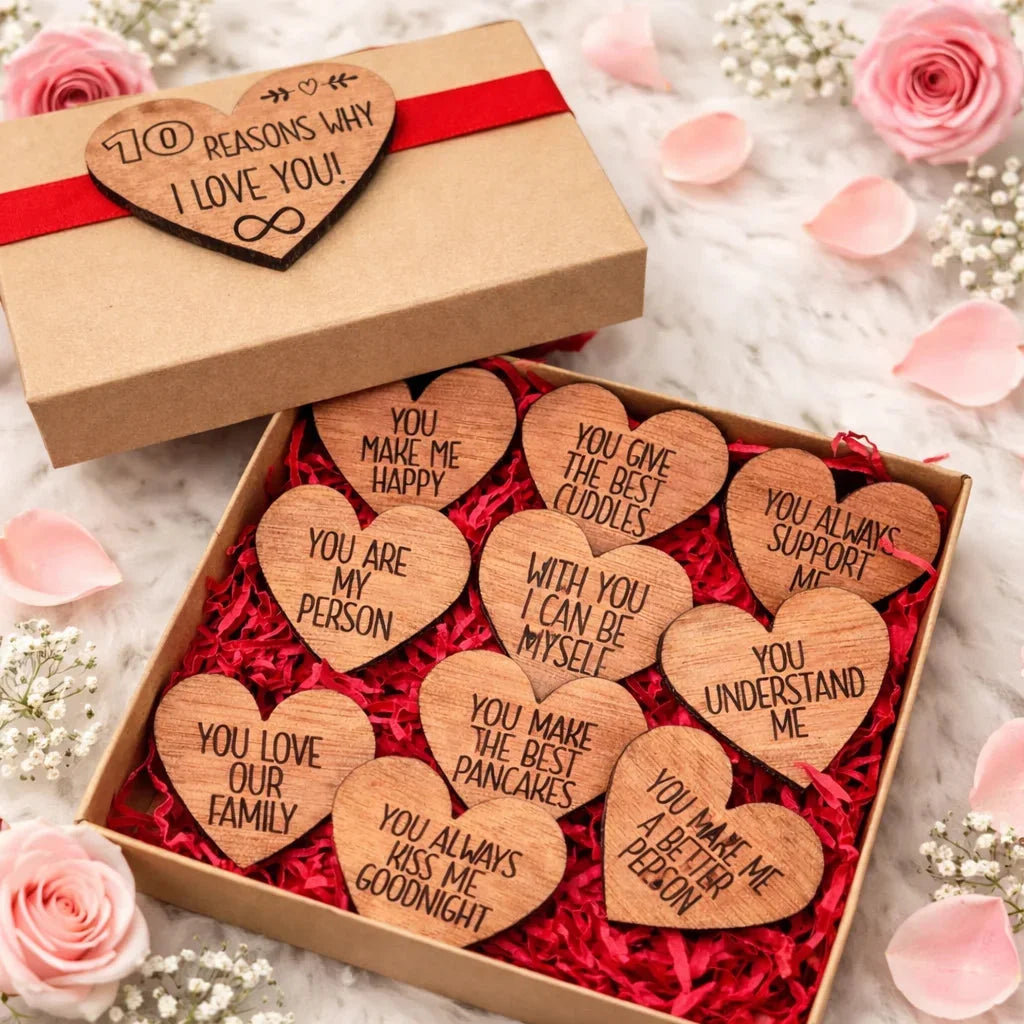 Personalised Heart Gift Box, 10 Reasons Why I Love You Box, Valentine's Day Gift, Dating Anniversary Gift — Couples Wooden Gift | Woodwaley