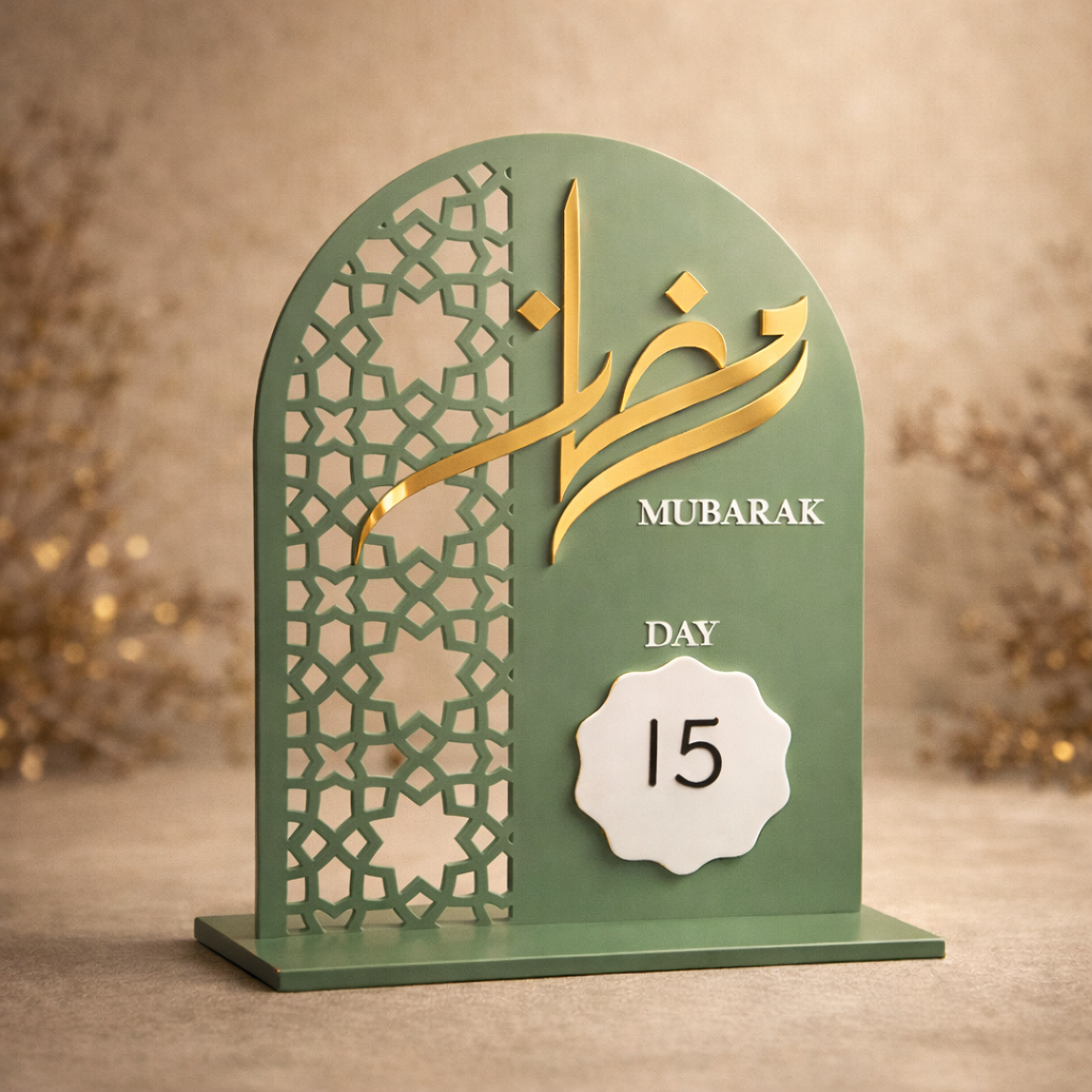 Acrylic Ramadan Countdown Sign – Ramadan Mubarak Table Decor | Islamic Home Decoration