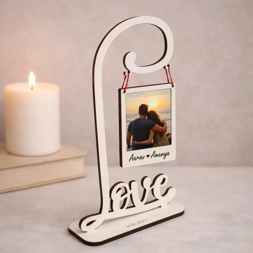 The Memory Frame — Personalized Engraved Wood Display — Couples Wooden Gift | Woodwaley