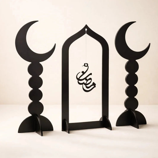 Black Acrylic Eid Mubarak Decorative Table Stand – Modern Islamic Home Décor — Ramadan Wooden Gift | Woodwaley