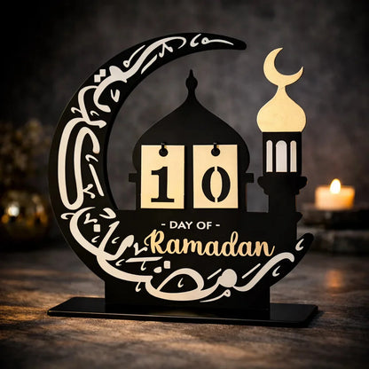 Ramadan Advent Calendar Islamic Muslim Mosque Moon Shaped — Ramadan Wooden Gift | Woodwaley