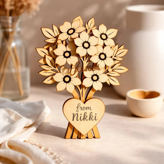 Wooden flower bouquet for any occasion — Couples Wooden Gift | Woodwaley