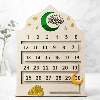 Ramadan Calendar – Reusable Wooden Ramadan Countdown Decor | Islamic Home Decoration — Ramadan Wooden Gift | Woodwaley