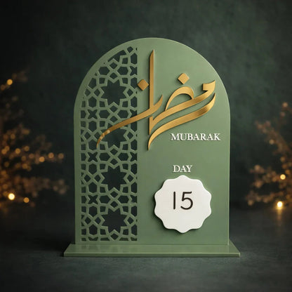 Acrylic Ramadan Countdown Sign – Ramadan Mubarak Table Decor | Islamic Home Decoration — Ramadan Wooden Gift | Woodwaley