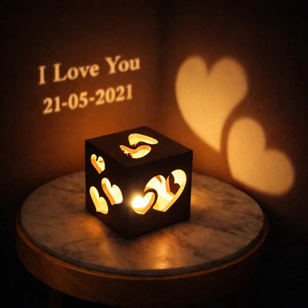 Customized Led Love Wooden Shadow Box For loved one — Couples Wooden Gift | Woodwaley