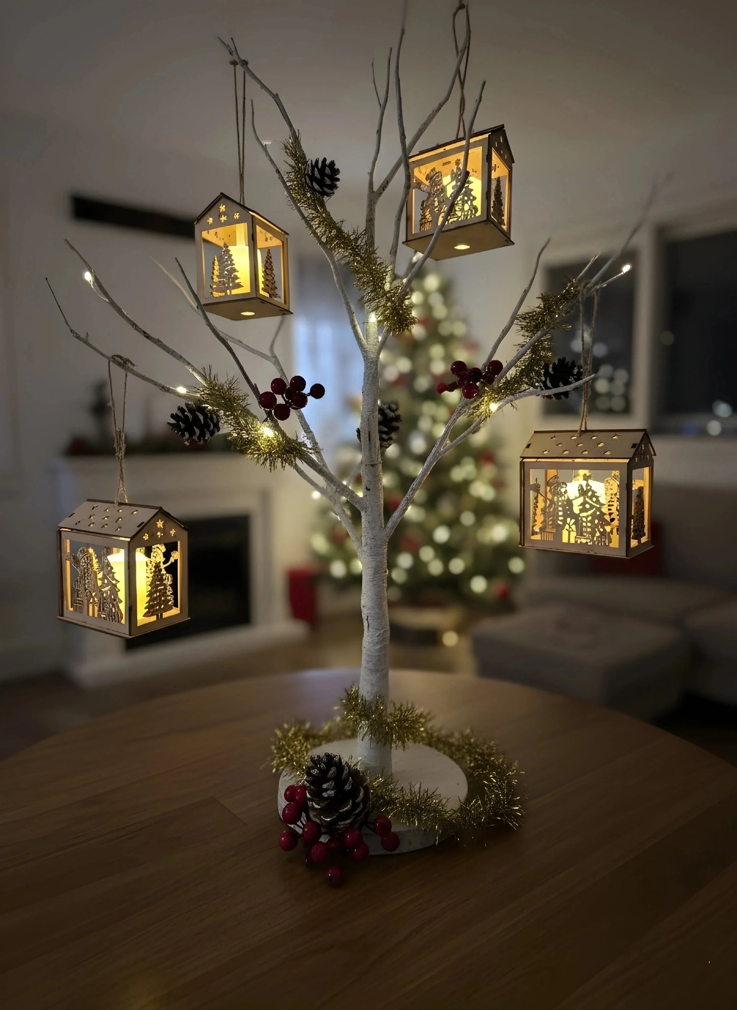Glowman Gingerbread House With Light Christmas Ornaments — Christmas Wooden Gift | Woodwaley