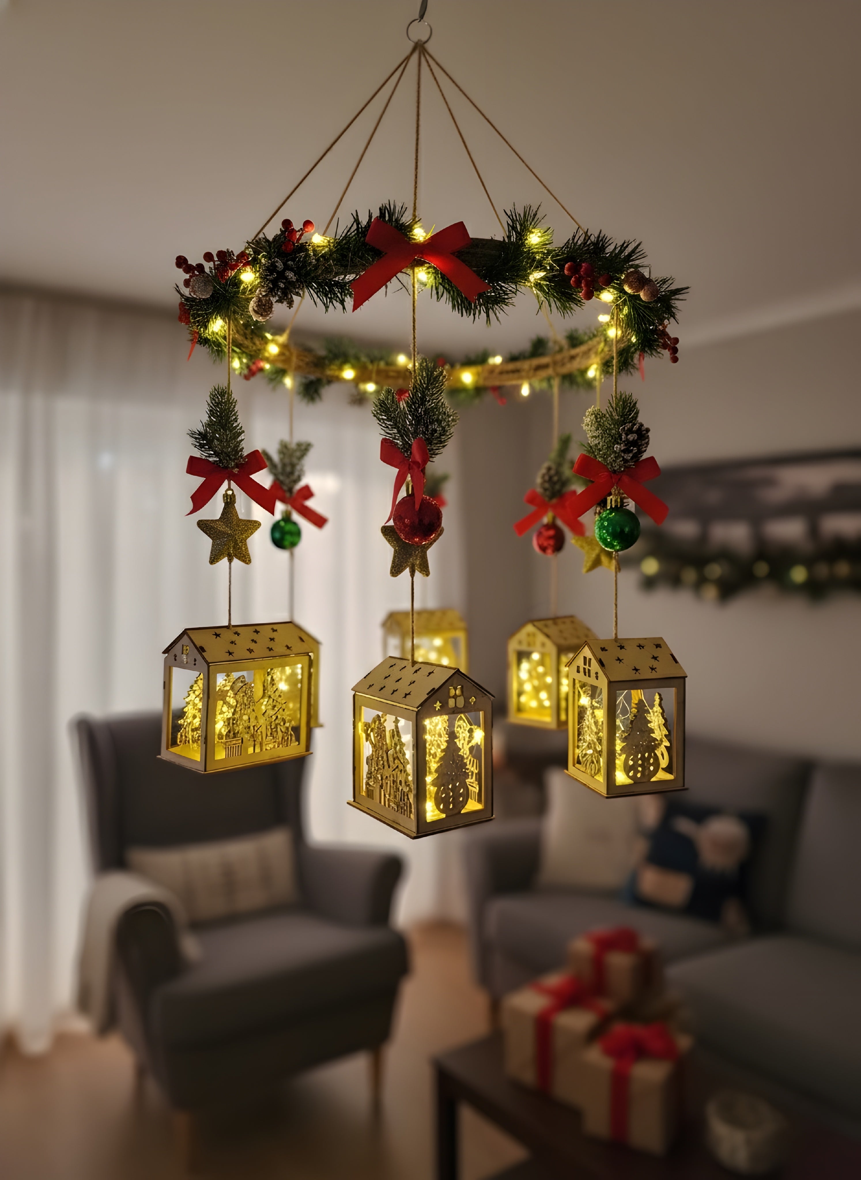 Glowman Gingerbread House With Light Christmas Ornaments