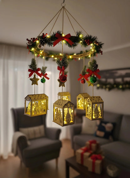 Glowman Gingerbread House With Light Christmas Ornaments — Christmas Wooden Gift | Woodwaley
