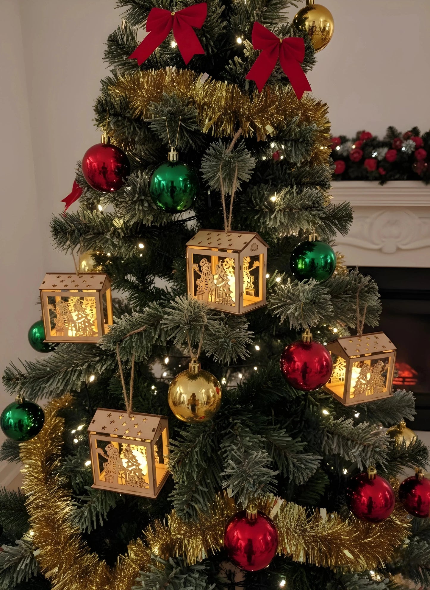 Glowman Gingerbread House With Light Christmas Ornaments — Christmas Wooden Gift | Woodwaley