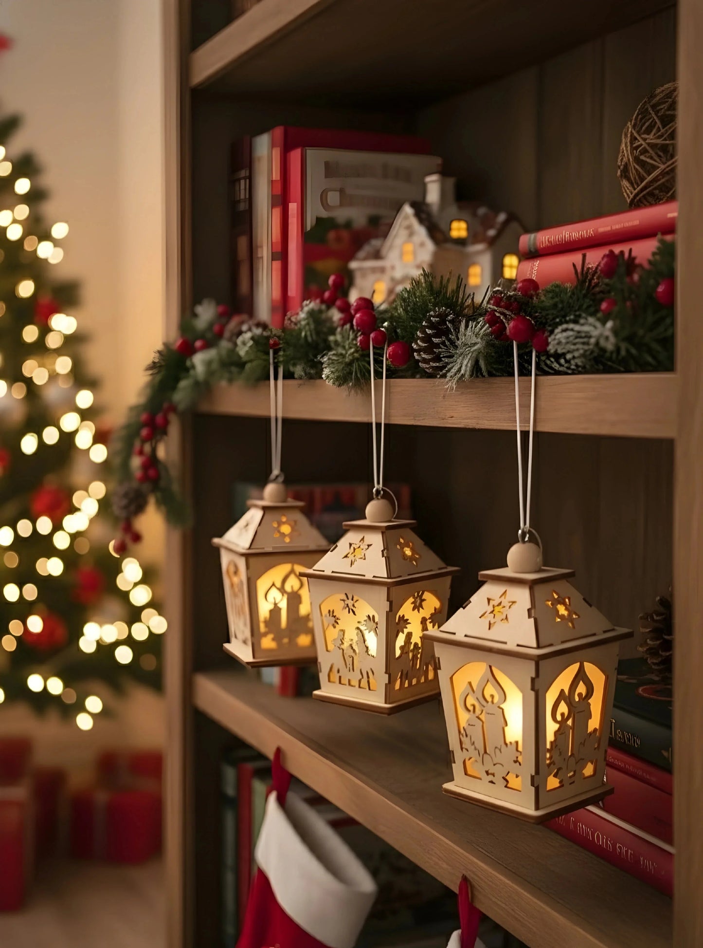 Glow and Gather Christmas Hanging Lamp Ornaments — Christmas Wooden Gift | Woodwaley