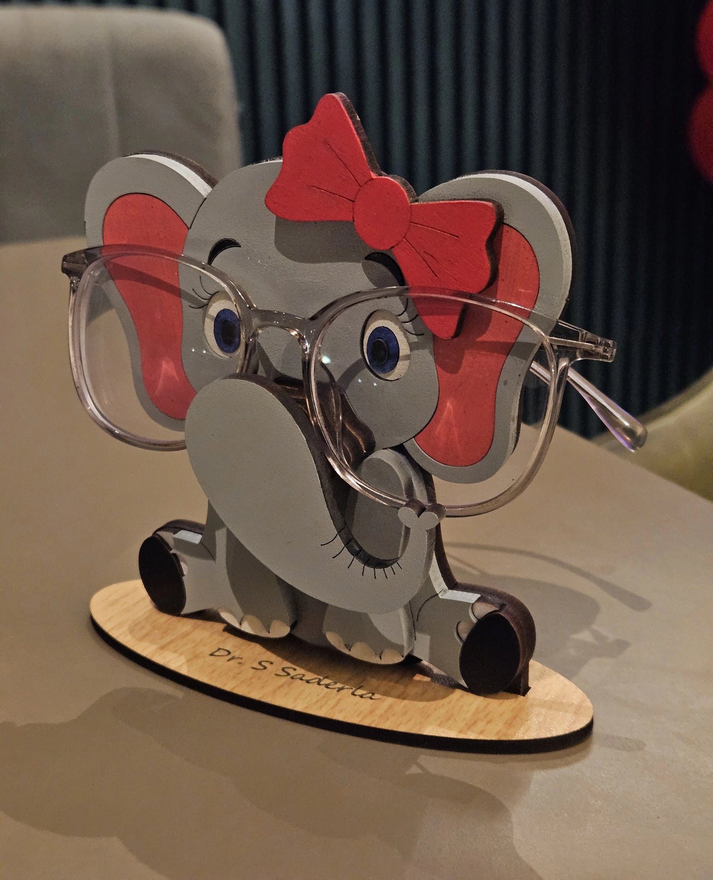 🐘 Baby Jambo The Spec Keeper — Personalized Wooden Elephant Eyeglass Stand