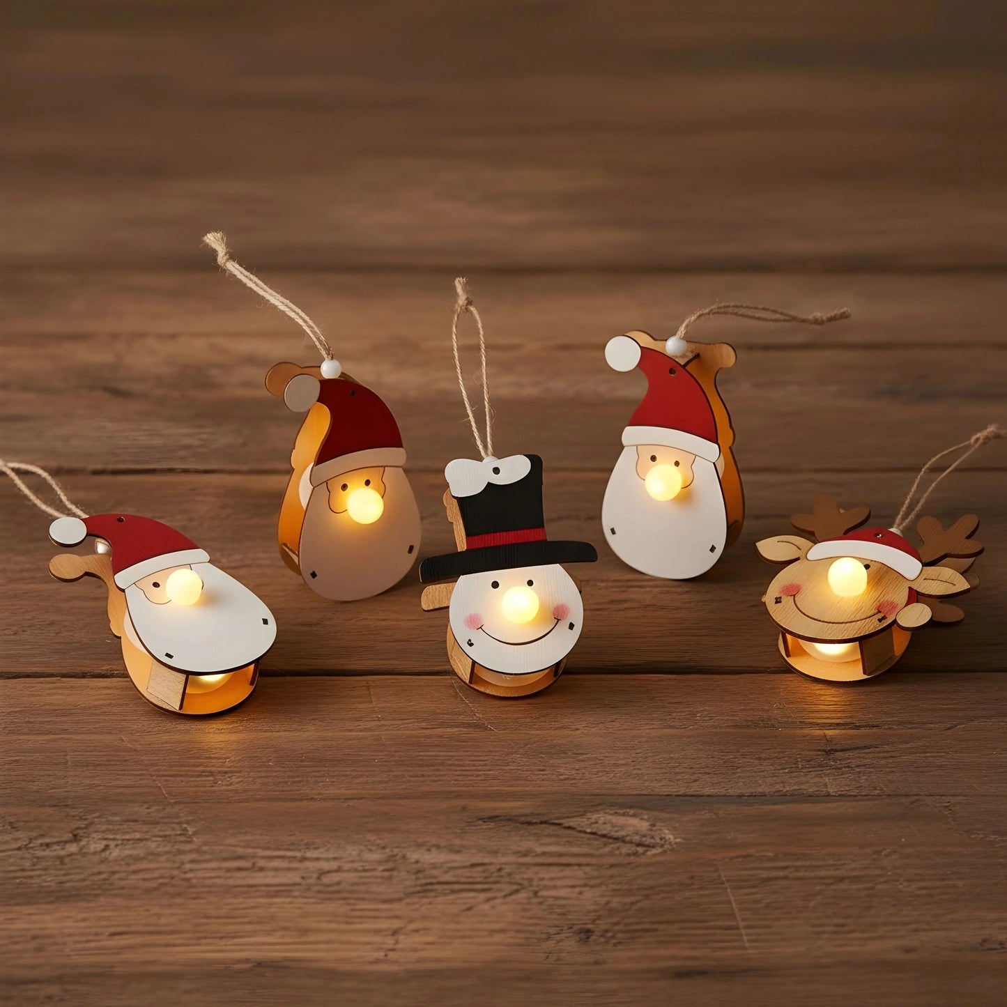 Jolly Santa Christmas Lights Ornaments — Christmas Wooden Gift | Woodwaley