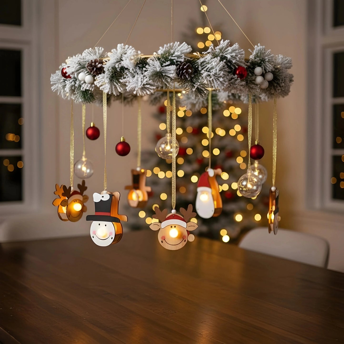 Jolly Santa Christmas Lights Ornaments — Christmas Wooden Gift | Woodwaley