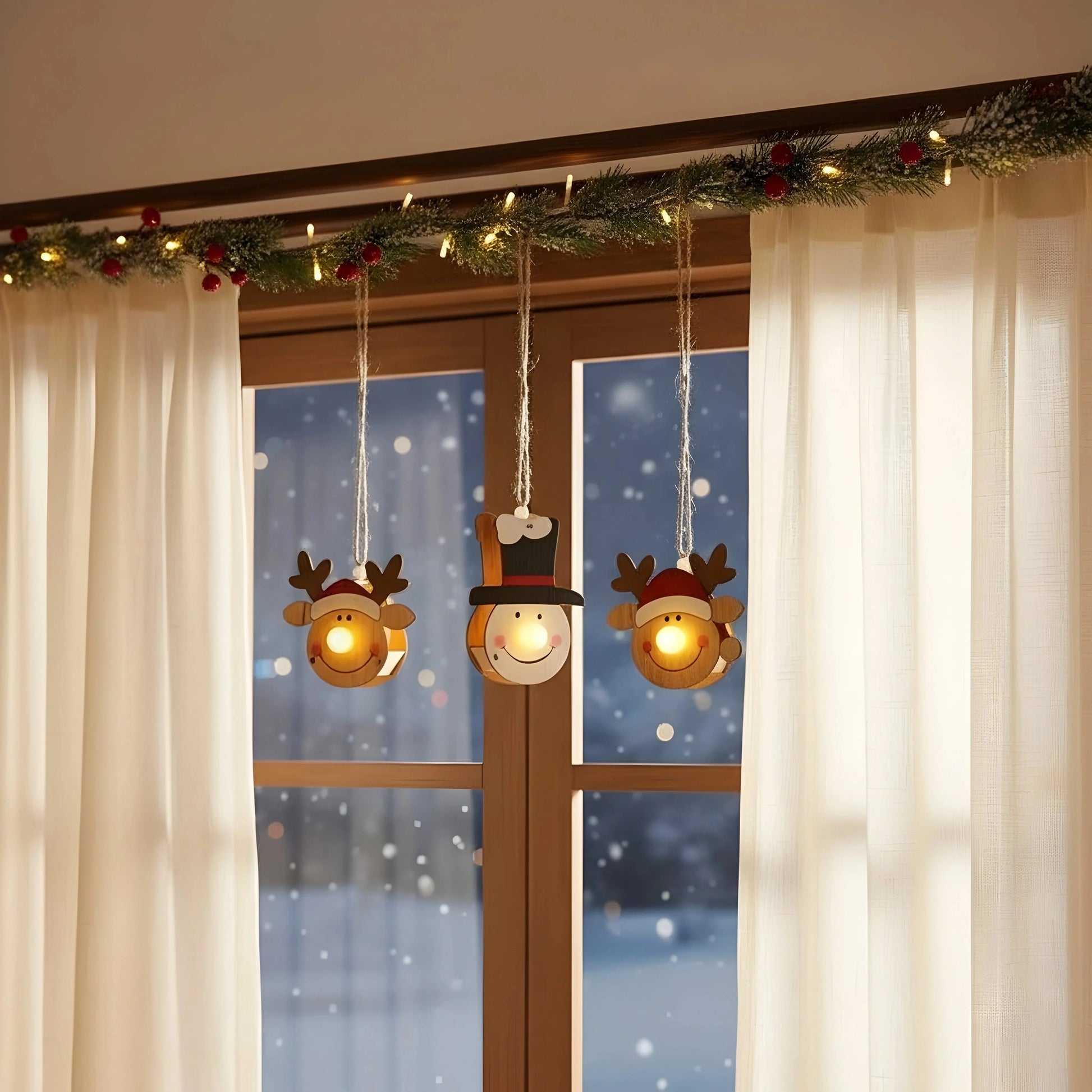 Jolly Santa Christmas Lights Ornaments — Christmas Wooden Gift | Woodwaley