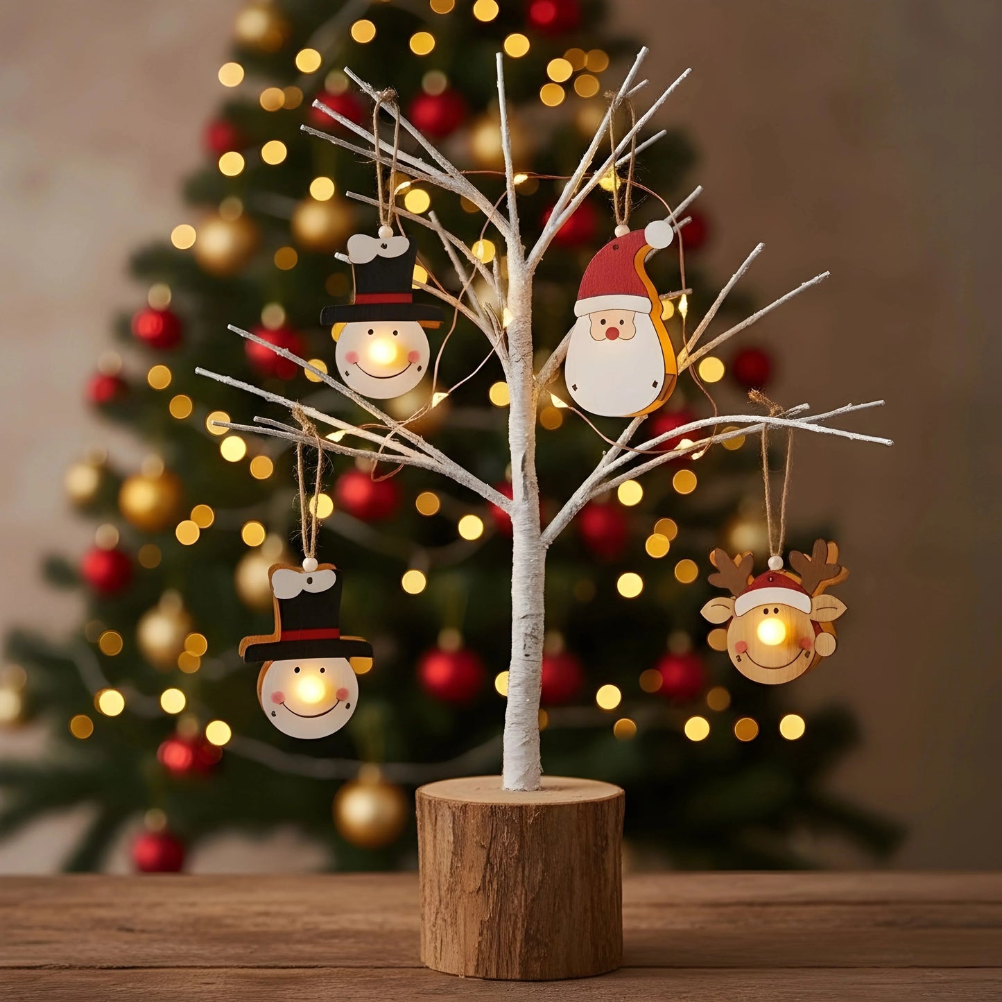Jolly Santa Christmas Lights Ornaments — Christmas Wooden Gift | Woodwaley