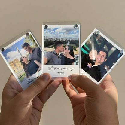 Personalised acrylic magnetic photo frame India — clear acrylic with magnetic closure, custom engraved