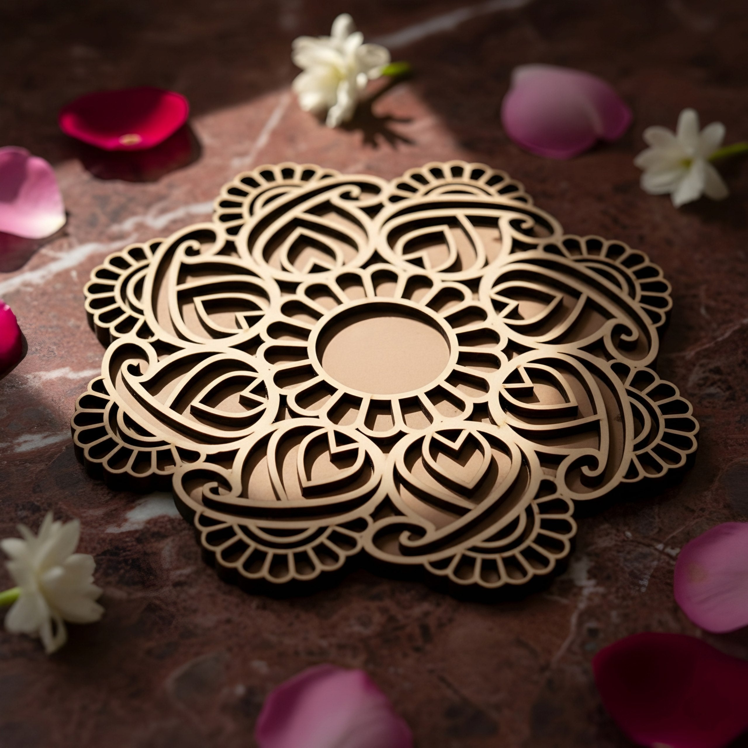 Bloom Art Wooden Rangoli (Reusable DIY Template)