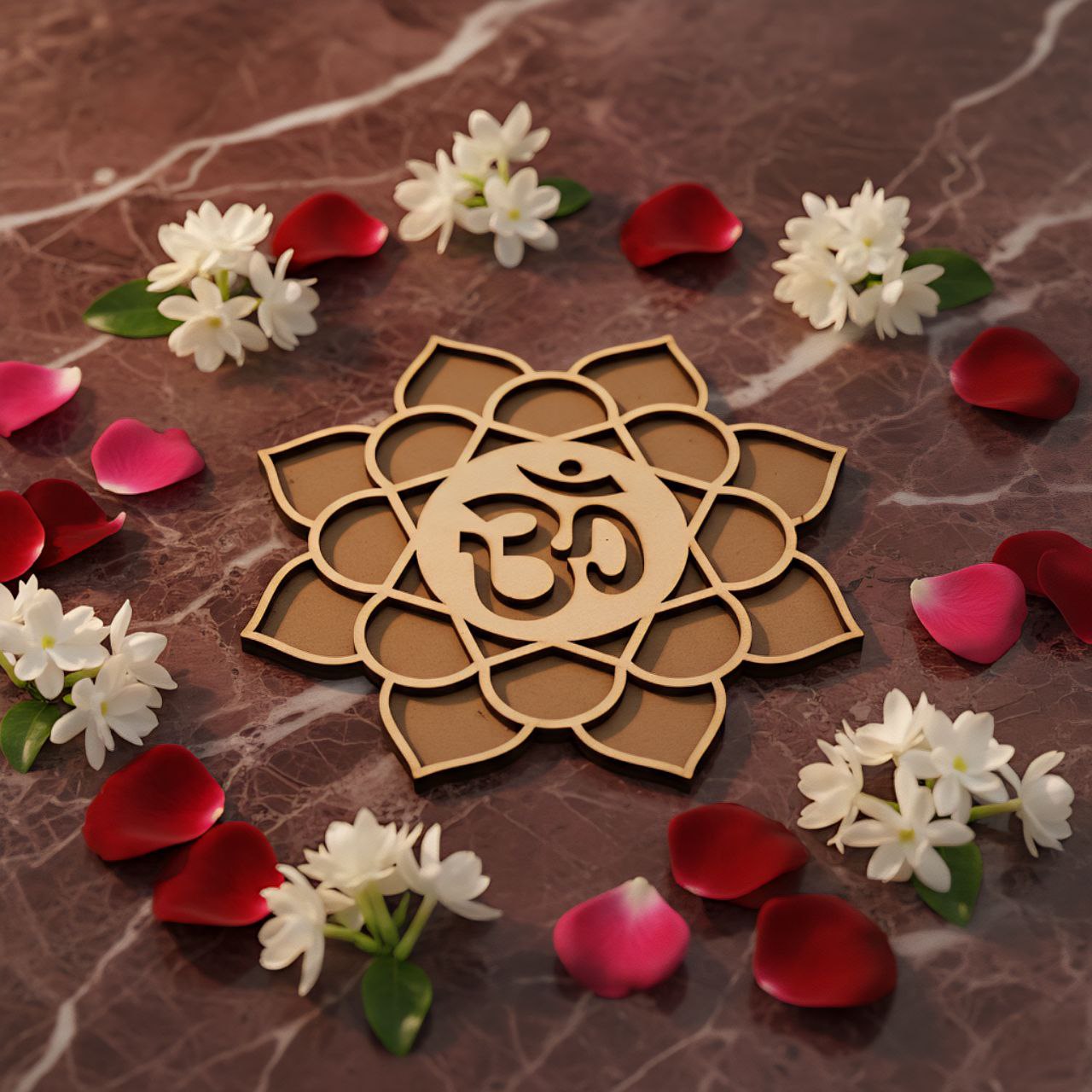 Om-Kamal DIY Wooden Rangoli ready - to - use