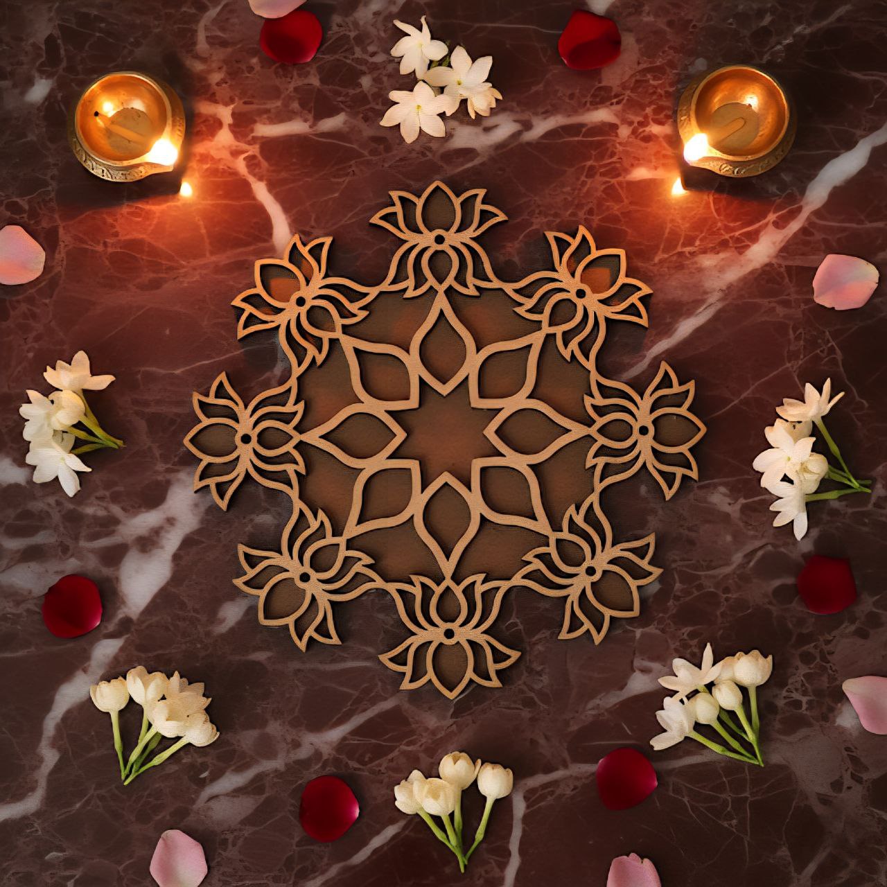 Nity Crochet wooden Rangoli – Ready-to-Use Template