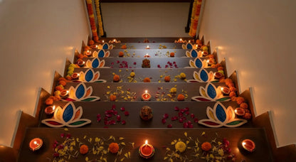 Lotus Rangoli Borders 6 inch — Diwali Wooden Gift | Woodwaley