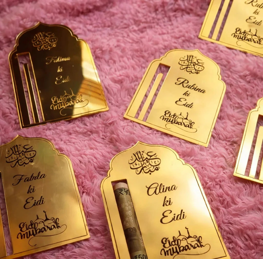 Acrylic Eidi Cards – A Stylish Way to Give Eidi (Set of 4) — Ramadan Wooden Gift | Woodwaley