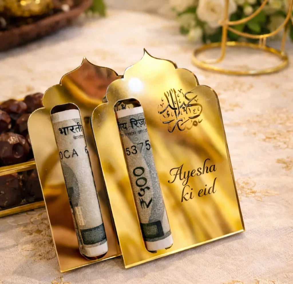 Acrylic Eidi Cards – A Stylish Way to Give Eidi (Set of 4) — Ramadan Wooden Gift | Woodwaley