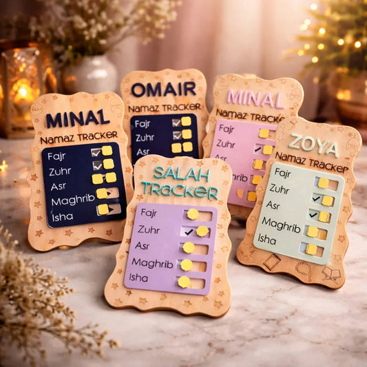 Personalized Wooden Namaz Salah Tracker Daily Prayer Tracker — Ramadan Wooden Gift | Woodwaley