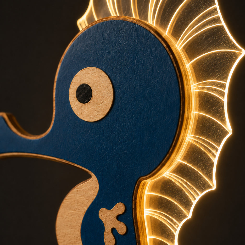 Seahorse Wooden Table Lamp — customer photo wooden night light India | Woodwaley