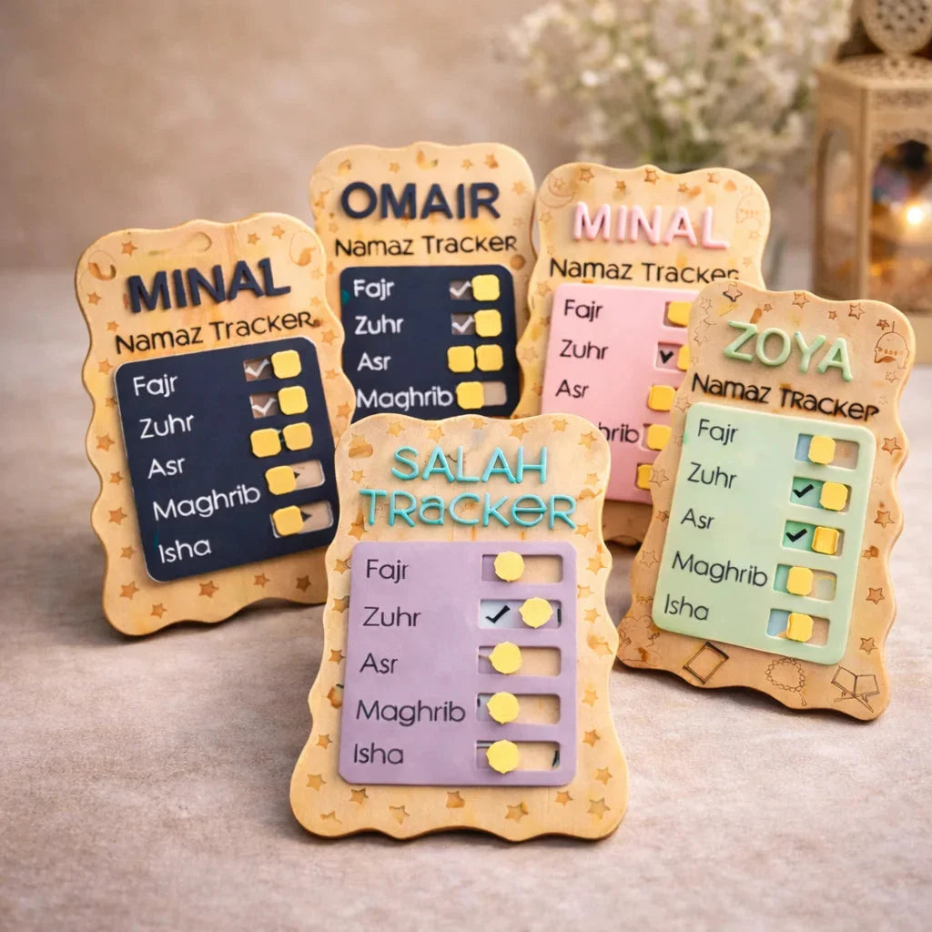 Personalized Wooden Namaz Salah Tracker Daily Prayer Tracker — Ramadan Wooden Gift | Woodwaley