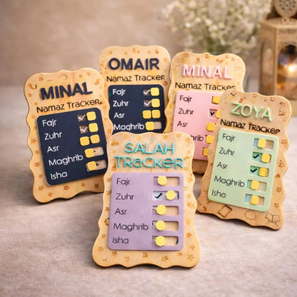 Personalized Wooden Namaz Salah Tracker Daily Prayer Tracker — Ramadan Wooden Gift | Woodwaley