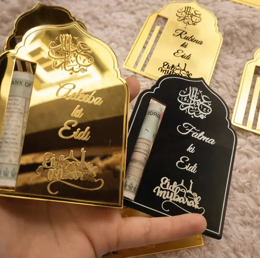 Acrylic Eidi Cards – A Stylish Way to Give Eidi (Set of 4) — Ramadan Wooden Gift | Woodwaley