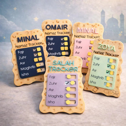 Personalized Wooden Namaz Salah Tracker Daily Prayer Tracker — Ramadan Wooden Gift | Woodwaley
