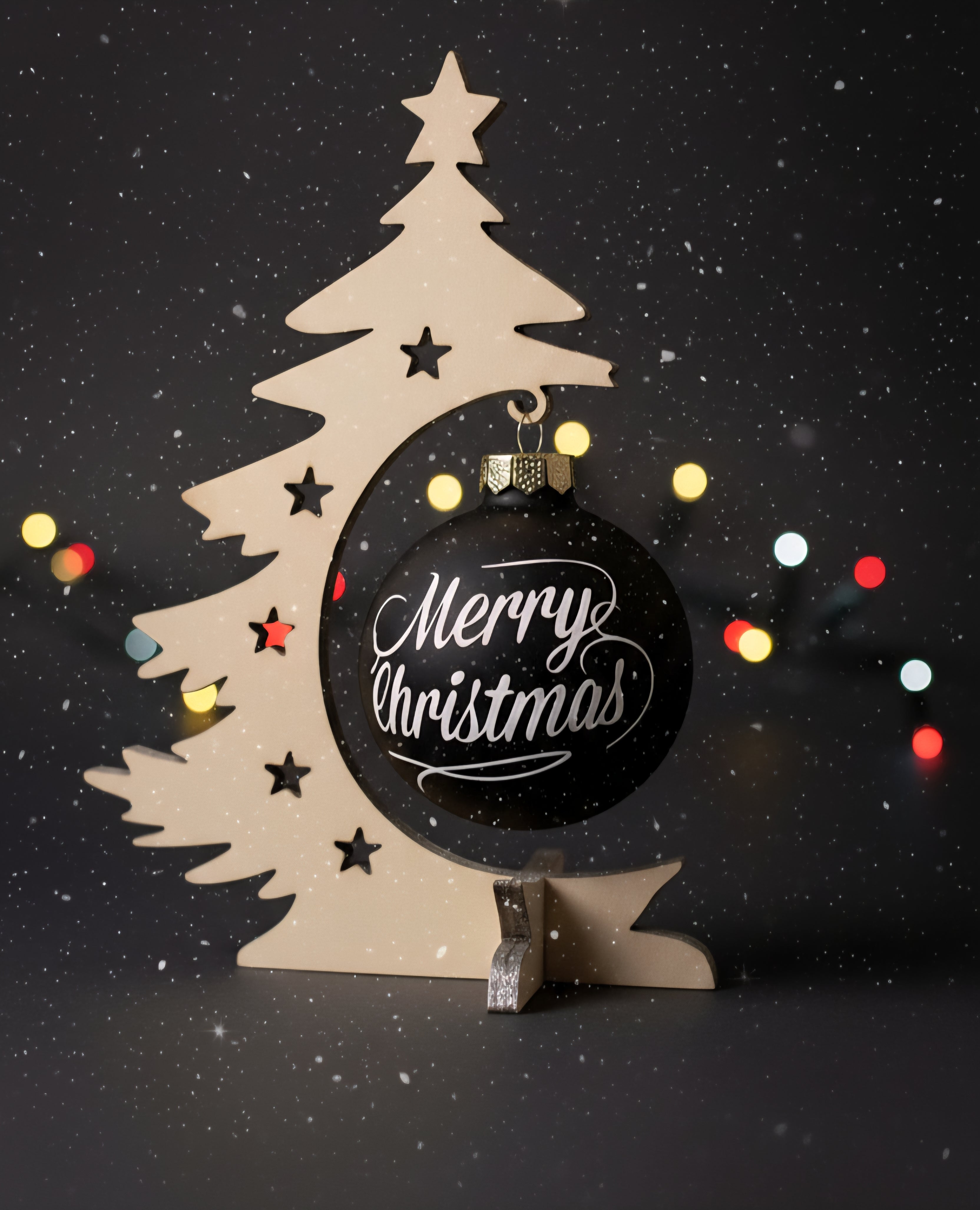 Wooden Merry Christmas Tree DIY Decoration
