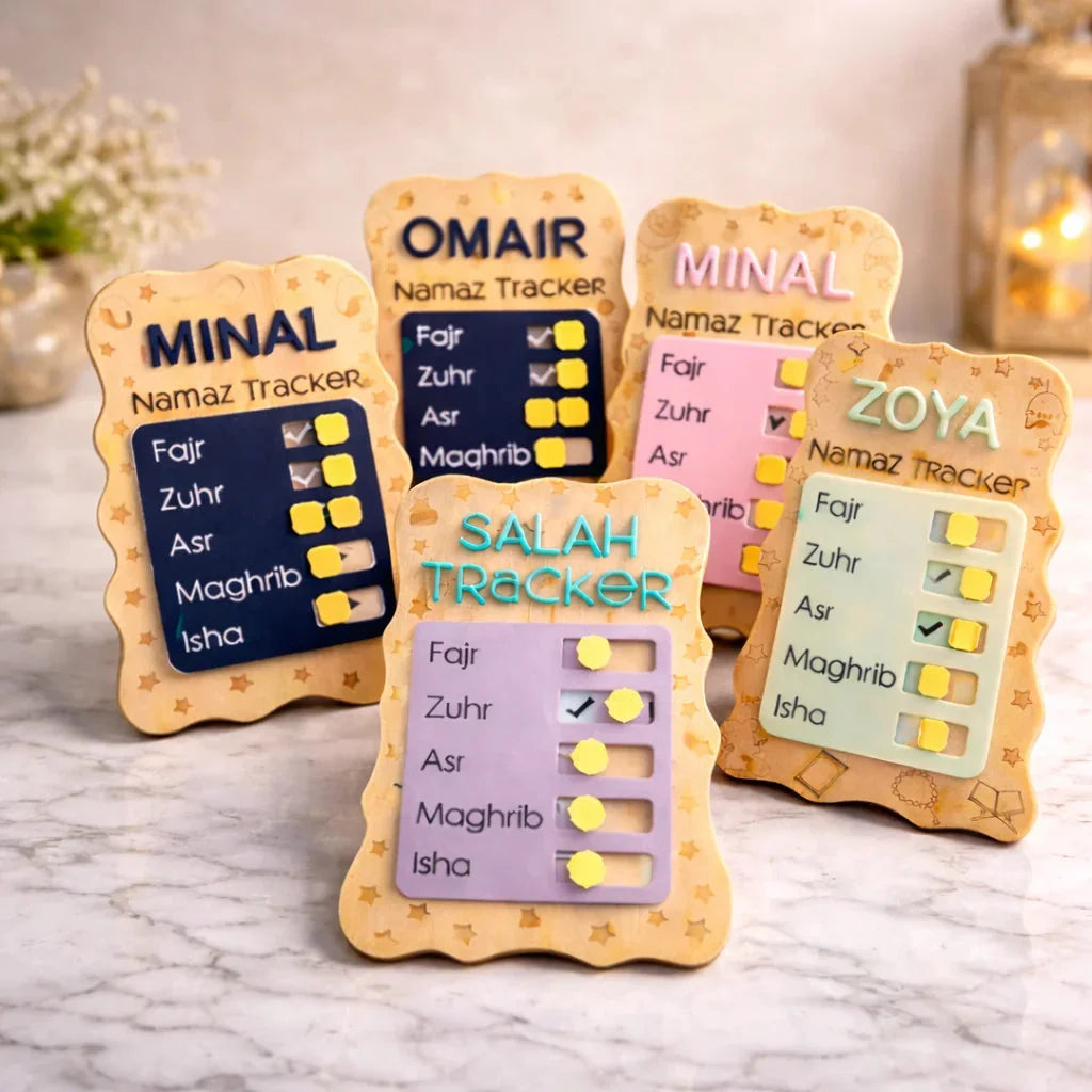 Personalized Wooden Namaz Salah Tracker Daily Prayer Tracker — Ramadan Wooden Gift | Woodwaley