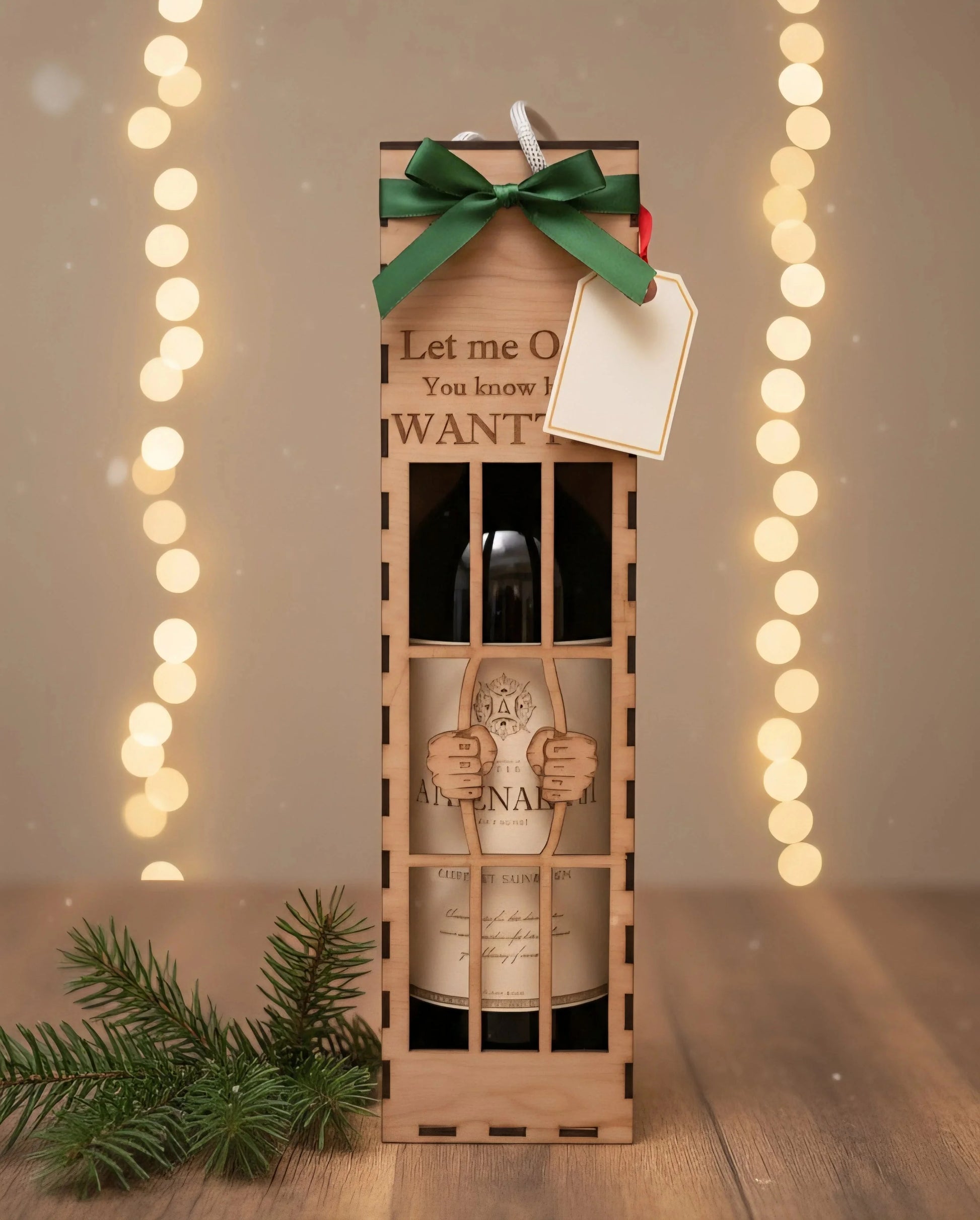 Pinewood Wine Box - Wooden Wine Presentation Box — Christmas Wooden Gift | Woodwaley