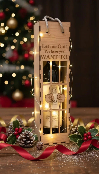 Pinewood Wine Box - Wooden Wine Presentation Box — Christmas Wooden Gift | Woodwaley