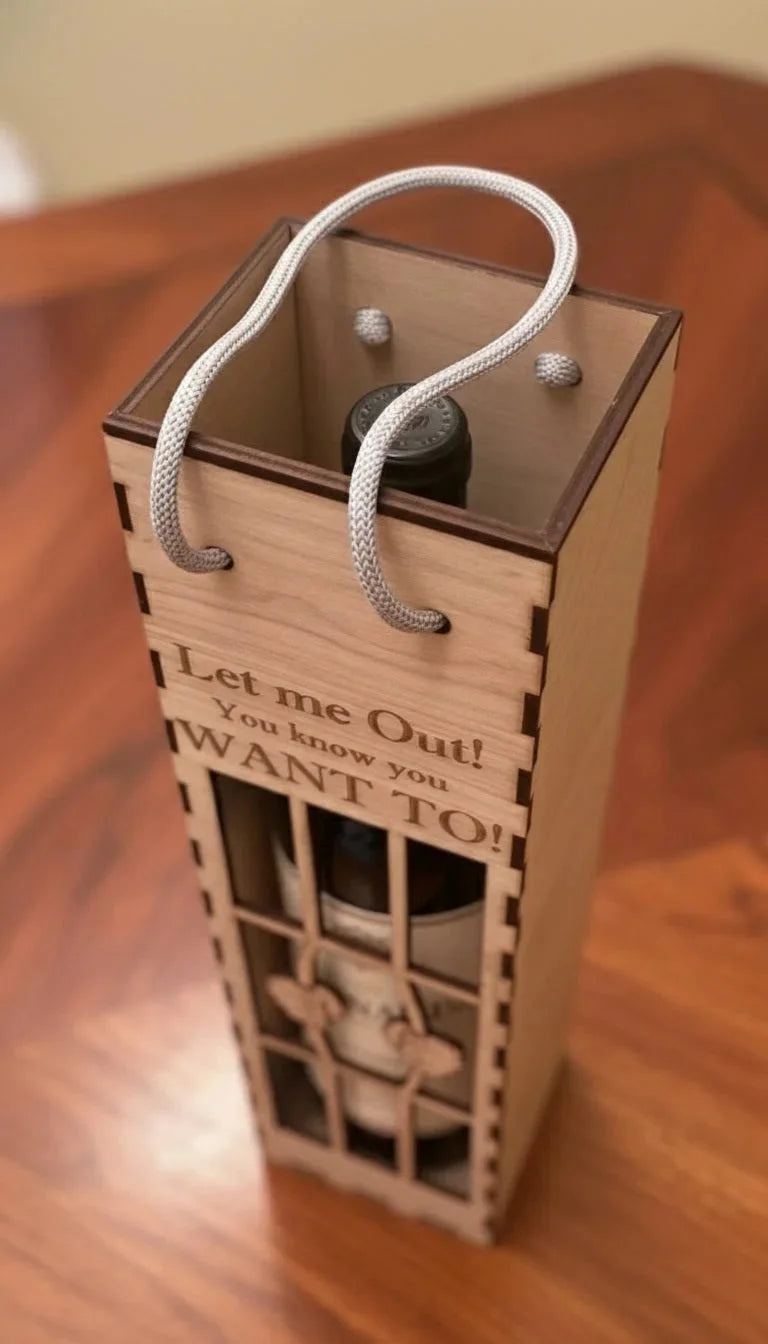 Pinewood Wine Box - Wooden Wine Presentation Box — Christmas Wooden Gift | Woodwaley