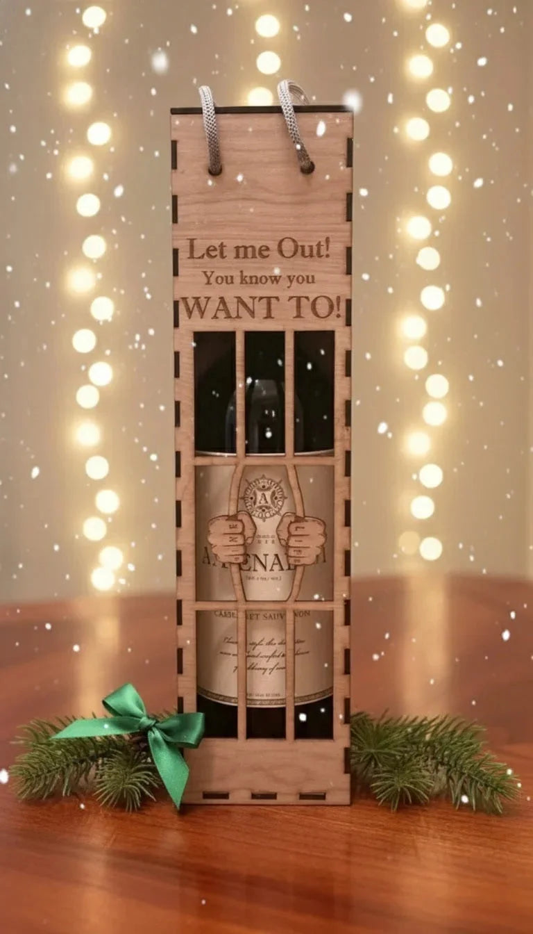 Pinewood Wine Box - Wooden Wine Presentation Box — Christmas Wooden Gift | Woodwaley