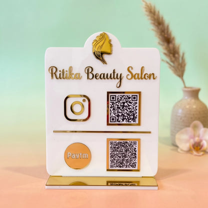Personalized QR Code Stand — Custom Acrylic Business Display — Custom Wooden Keepsake | Woodwaley