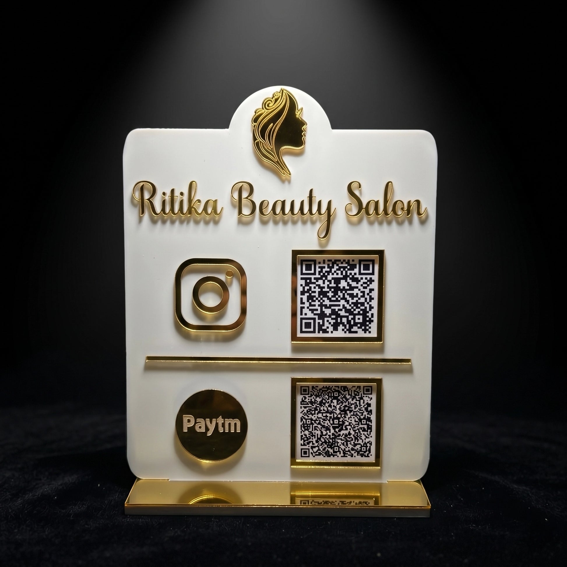 Personalized QR Code Stand — Custom Acrylic Business Display — Unique Wooden Gift | Woodwaley