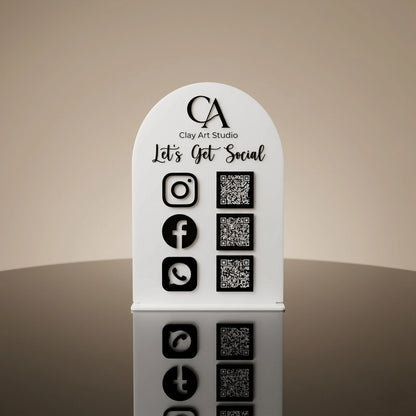 Custom Acrylic QR Code Sign — Social Media & Business Display Stand — Handcrafted Wooden Gift | Woodwaley