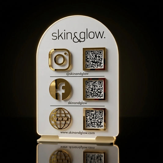Custom Acrylic QR Code Sign — Social Media & Business Display Stand — Handcrafted Wooden Gift | Woodwaley