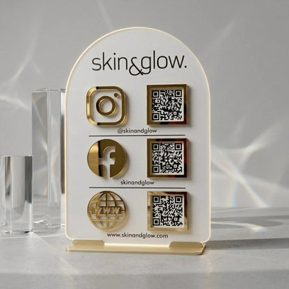 Custom Acrylic QR Code Sign — Social Media & Business Display Stand — Personalised Wooden Gift India | Woodwaley