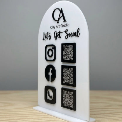 Custom Acrylic QR Code Sign — Social Media & Business Display Stand — Personalised Wooden Gift India | Woodwaley