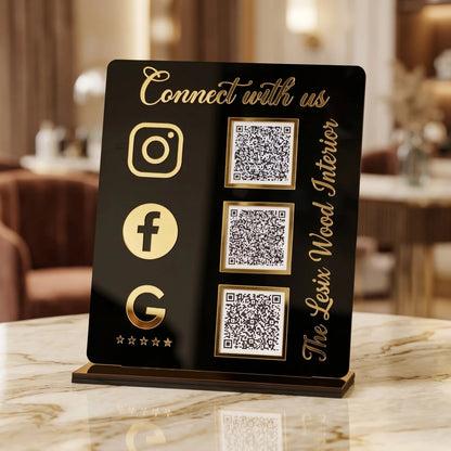 Acrylic QR code stand for social media and review