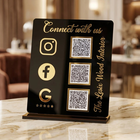 Acrylic QR code stand for social media and review